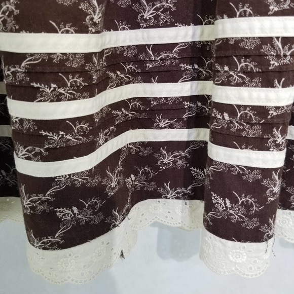 Vintage Alphorn Trachtenmode Von Adler Skirt Dirndl Brown Print Cotton 42 - Picture 5 of 12